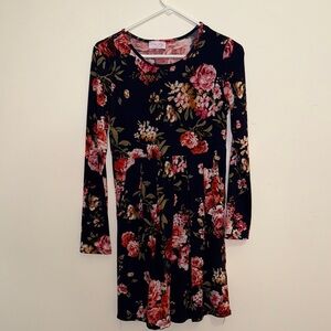 Pink Lily Floral Blush and Black Dress